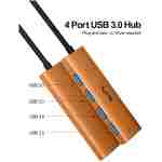 USB 3.0 集线器，4 端口 USB 分配器扩展器便携式适配器多端口数据中心，适用于笔记本电脑、Xbox、闪存驱动器、HDD、控制台、相机、键盘、鼠标 Windows、Mac OS PC，不设计用于...