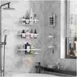 Veken 6-Pack Rustproof and Waterproof Shower Caddy,Adhesive Shelves Rack with Soap Holder, Large Capacity Bathroom Organizers and Storage, No Drilling Wall-Mounted Kitchen &...