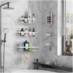 Veken 6-Pack Rustproof and Waterproof Shower Caddy,Adhesive Shelves Rack with Soap Holder, Large Capacity Bathroom Organizers and Storage, No Drilling Wall-Mounted Kitchen &...