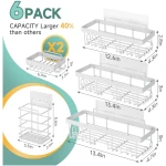 Veken 6-Pack Rustproof and Waterproof Shower Caddy,Adhesive Shelves Rack with Soap Holder, Large Capacity Bathroom Organizers and Storage, No Drilling Wall-Mounted Kitchen &...