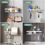 Veken 6-Pack Rustproof and Waterproof Shower Caddy,Adhesive Shelves Rack with Soap Holder, Large Capacity Bathroom Organizers and Storage, No Drilling Wall-Mounted Kitchen &...