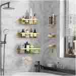 Veken Adhesive Shower Caddy 6-Pack,Gifts for Women Mom,Heavy Weight Bearing,Large Wall Mounted Bathroom Shelves Rack,Organizer Storage Accessories with Soap Dish&Toothbrush...