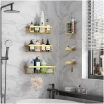 Veken Adhesive Shower Caddy 6-Pack,Gifts for Women Mom,Heavy Weight Bearing,Large Wall Mounted Bathroom Shelves Rack,Organizer Storage Accessories with Soap Dish&Toothbrush...