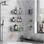 Veken Rustproof&Waterproof Shower Caddy 6-Pack,Heavy Weight Bearing,Large Wall Mounted Shower Shelves Rack,Organizer Storage Accessories with Soap Dish&Toothbrush Holder,Ideal...
