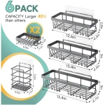 Veken Rustproof&Waterproof Shower Caddy 6-Pack,Heavy Weight Bearing,Large Wall Mounted Shower Shelves Rack,Organizer Storage Accessories with Soap Dish&Toothbrush Holder,Ideal...