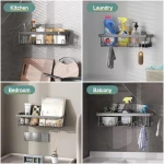 Veken Rustproof&Waterproof Shower Caddy 6-Pack,Heavy Weight Bearing,Large Wall Mounted Shower Shelves Rack,Organizer Storage Accessories with Soap Dish&Toothbrush Holder,Ideal...