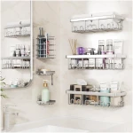 Veken Stainless Steel Shower Caddy 6-Pack, Ideal for Gift, Large Wall Mounted Shower Rack, Bathroom Shelves Over Toilet, Organizer Storage Accessories with Soap Dish &...