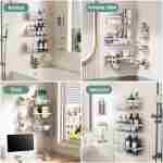 Veken Stainless Steel Shower Caddy 6-Pack, Ideal for Gift, Large Wall Mounted Shower Rack, Bathroom Shelves Over Toilet, Organizer Storage Accessories with Soap Dish &...