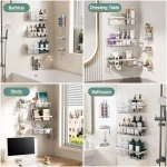 Veken Stainless Steel Shower Caddy 6-Pack, Ideal for Gift, Large Wall Mounted Shower Rack, Bathroom Shelves Over Toilet, Organizer Storage Accessories with Soap Dish &...