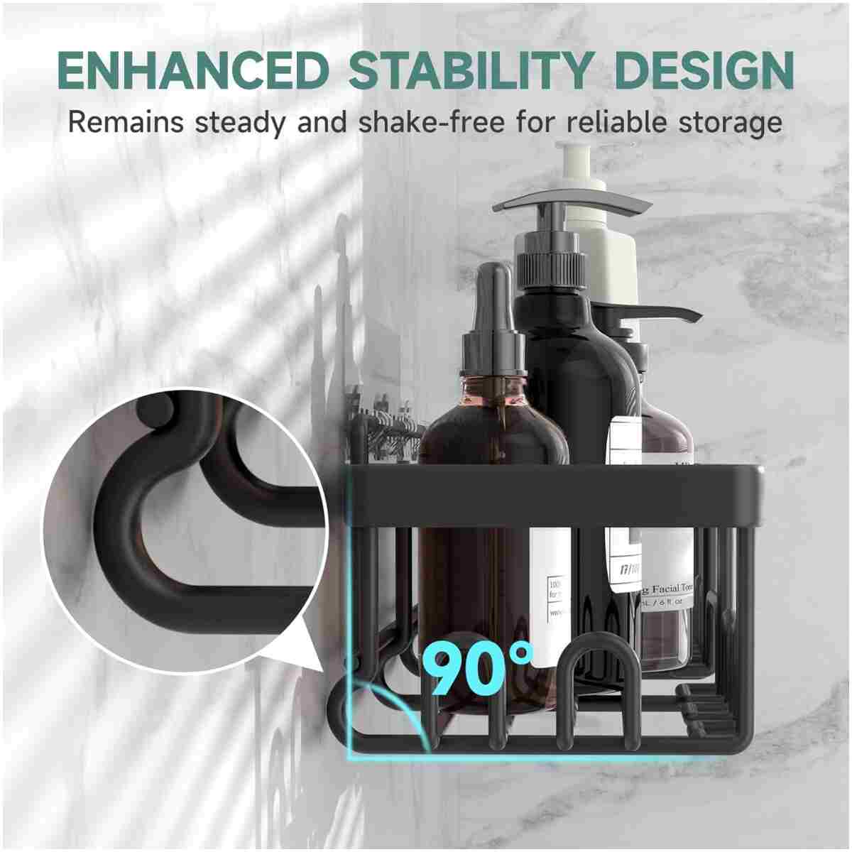 Veken Stainless Steel Shower Caddy 6-Pack, No Drilling & Rustproof, Waterproof Adhesive Shelves Rack with Soap Holder, Large Capacity Bathroom Organizers and Storage,...