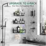 Veken Stainless Steel Shower Caddy 6-Pack, No Drilling & Rustproof, Waterproof Adhesive Shelves Rack with Soap Holder, Large Capacity Bathroom Organizers and Storage,...