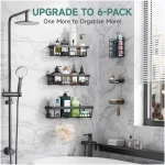 Veken Stainless Steel Shower Caddy 6-Pack, No Drilling & Rustproof, Waterproof Adhesive Shelves Rack with Soap Holder, Large Capacity Bathroom Organizers and Storage,...