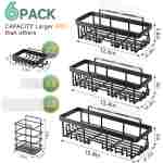 Veken Stainless Steel Shower Caddy 6-Pack, No Drilling & Rustproof, Waterproof Adhesive Shelves Rack with Soap Holder, Large Capacity Bathroom Organizers and Storage,...