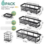 Veken Stainless Steel Shower Caddy 6-Pack, No Drilling & Rustproof, Waterproof Adhesive Shelves Rack with Soap Holder, Large Capacity Bathroom Organizers and Storage,...