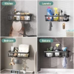 Veken Stainless Steel Shower Caddy 6-Pack, No Drilling & Rustproof, Waterproof Adhesive Shelves Rack with Soap Holder, Large Capacity Bathroom Organizers and Storage,...