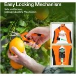 VIVOSUN 6.5 Inch Gardening Scissors Hand Pruner Pruning Shear with Straight Stainless Steel Blades Orange 1-Pack