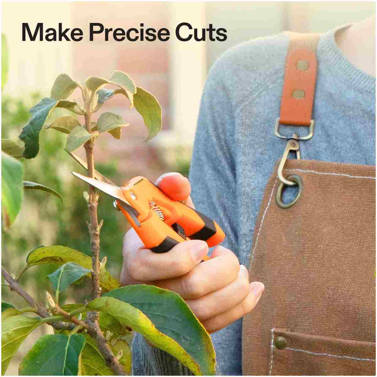 VIVOSUN 6.5 Inch Gardening Scissors Hand Pruner Pruning Shear with Straight Stainless Steel Blades Orange 1-Pack