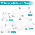 Vtopmart 25 PCS Clear Plastic Drawer Organizers Set, 4-Size Versatile Bathroom and Vanity Drawer Organizer Trays, Storage Bins for Makeup, Bedroom, Kitchen Gadgets Utensils and...