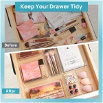 Vtopmart 25 PCS Clear Plastic Drawer Organizers Set, 4-Size Versatile Bathroom and Vanity Drawer Organizer Trays, Storage Bins for Makeup, Bedroom, Kitchen Gadgets Utensils and...