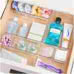Vtopmart 25 PCS Clear Plastic Drawer Organizers Set, 4-Size Versatile Bathroom and Vanity Drawer Organizer Trays, Storage Bins for Makeup, Bedroom, Kitchen Gadgets Utensils and...
