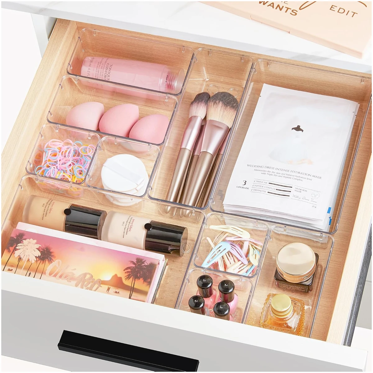 Vtopmart 25 PCS Clear Plastic Drawer Organizers Set, 4-Size Versatile Bathroom and Vanity Drawer Organizer Trays, Storage Bins for Makeup, Bedroom, Kitchen Gadgets Utensils and...