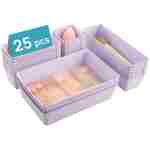 Vtopmart 25 PCS Clear Plastic Drawer Organizers Set, 4-Size Versatile Bathroom and Vanity Drawer Organizer Trays, Storage Bins for Makeup, Bedroom, Kitchen Gadgets Utensils and...