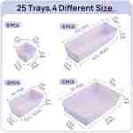 Vtopmart 25 PCS Clear Plastic Drawer Organizers Set, 4-Size Versatile Bathroom and Vanity Drawer Organizer Trays, Storage Bins for Makeup, Bedroom, Kitchen Gadgets Utensils and...