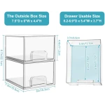 Vtopmart 4 Pack Clear Stackable Storage Drawers, 4.4'' Tall Acrylic Bathroom Makeup Organizer,Plastic Storage Bins For Vanity, Undersink, Kitchen Cabinets, Pantry, Home...