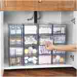 Vtopmart 4 Pack Clear Stackable Storage Drawers, 4.4'' Tall Acrylic Bathroom Makeup Organizer,Plastic Storage Bins For Vanity, Undersink, Kitchen Cabinets, Pantry, Home...