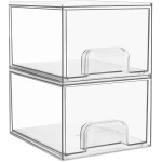 Vtopmart 4 Pack Clear Stackable Storage Drawers, 4.4'' Tall Acrylic Bathroom Makeup Organizer,Plastic Storage Bins For Vanity, Undersink, Kitchen Cabinets, Pantry, Home...