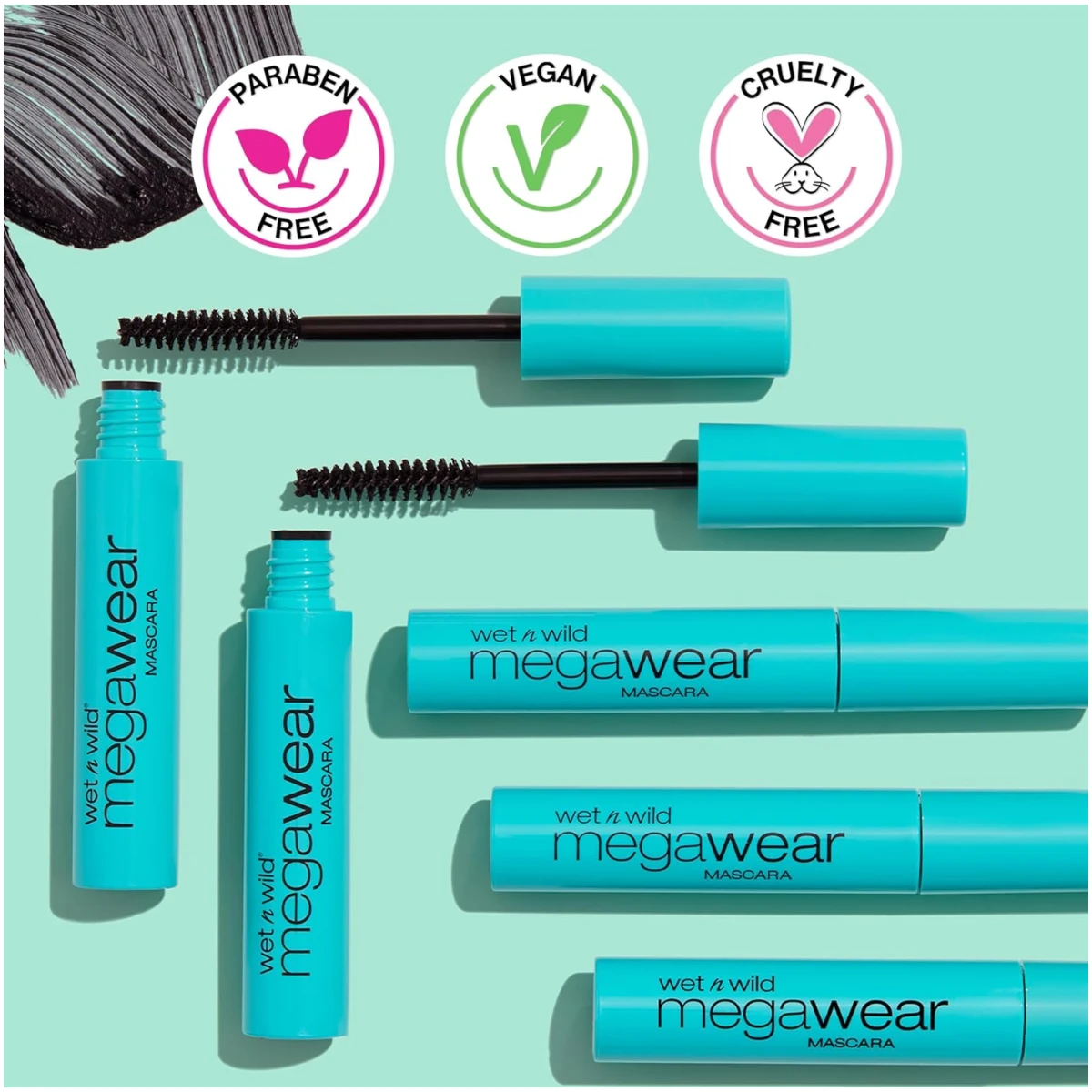 wet n wild Enhance and Define Megawear Mascara, Gentle Gel Volumizing Formula that Promotes Full & Healthy Lashes, Enriched with Soy Protein & Panthenol, Cruelty-Free & Vegan -...