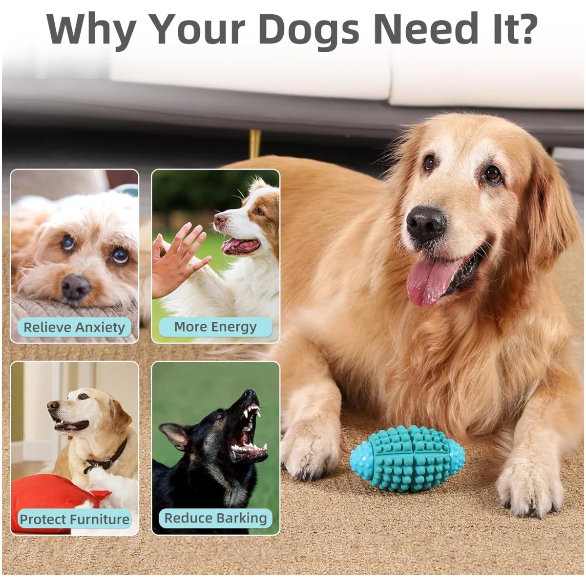 WinTour Tough Dog Toys for Aggressive Chewers, Indestructible Dog Chewers for Medium & Large Breeds, Squeaky Durable Chew Toys to Keep Them Busy, Reduce Boredom, Teeth Cleaning,...