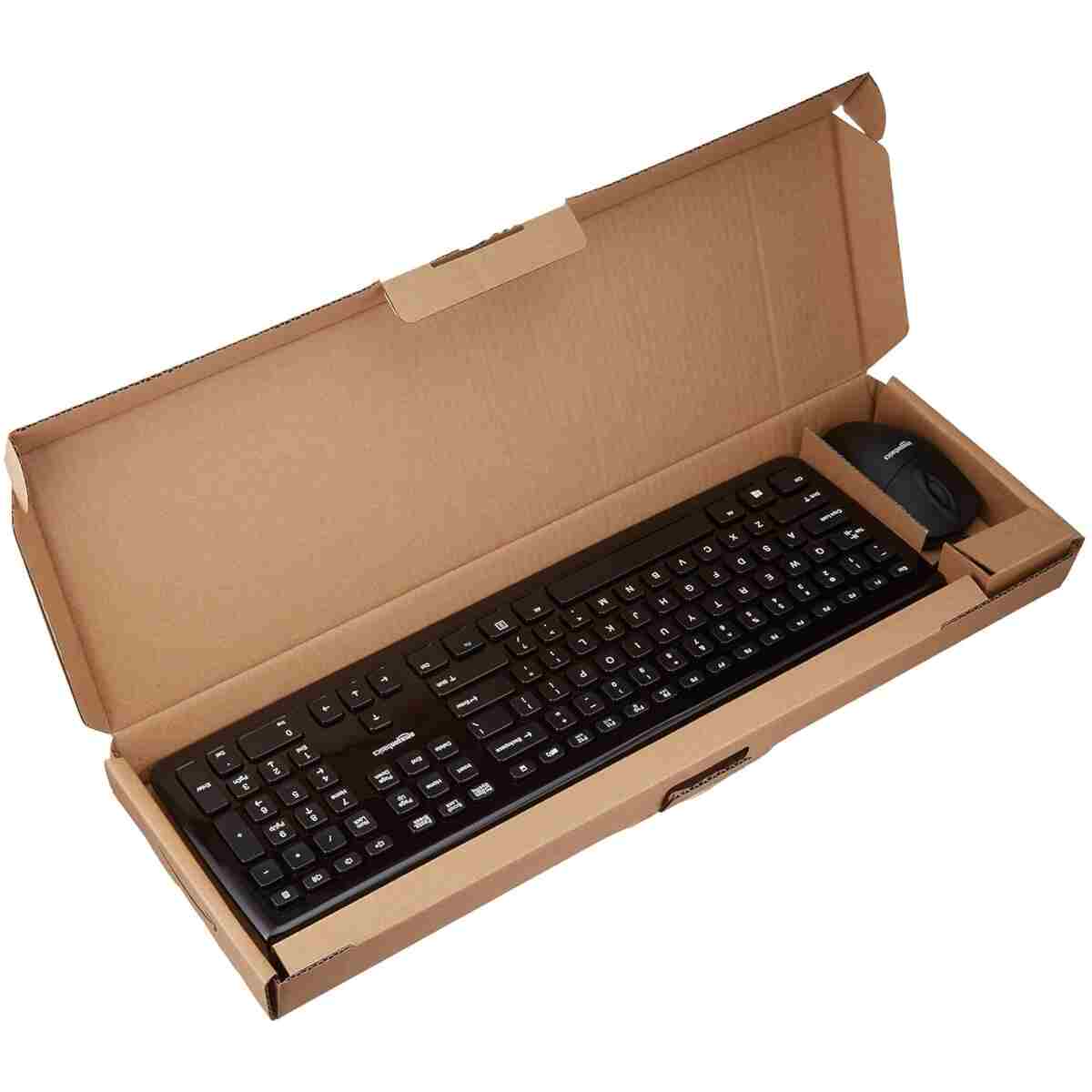 Wired Keyboard and Mouse Bundle, Full-Sized, QWERTY Layout, Black