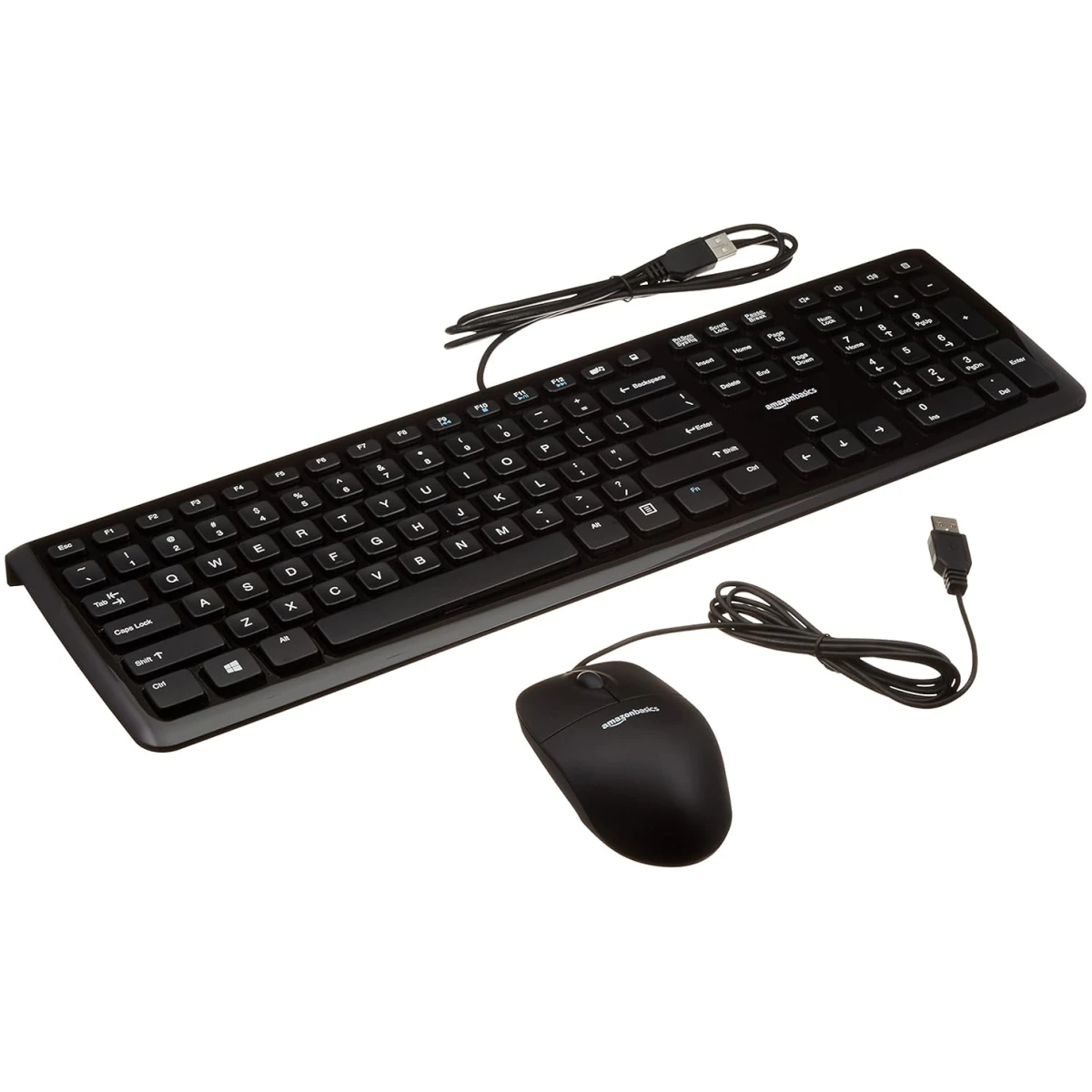 Wired Keyboard and Mouse Bundle, Full-Sized, QWERTY Layout, Black