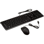 Wired Keyboard and Mouse Bundle, Full-Sized, QWERTY Layout, Black