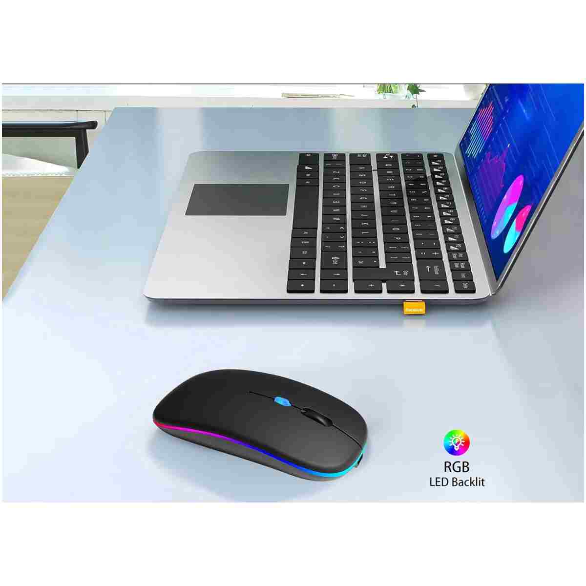 Wireless Bluetooth Mouse Rechargeable Laptop Mice with LED Use Portable(BT5.2 and USB 2.4G) Dual Mode Connection Silent Slim Computer Mouse for Laptop/iPad Tablet/Apple...