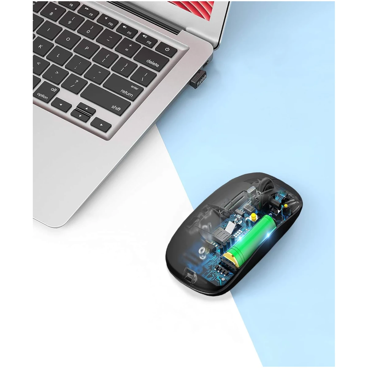 Wireless Bluetooth Mouse Rechargeable Laptop Mice with LED Use Portable(BT5.2 and USB 2.4G) Dual Mode Connection Silent Slim Computer Mouse for Laptop/iPad Tablet/Apple...