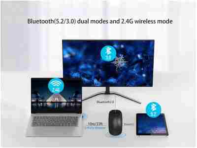 Wireless Bluetooth Mouse Rechargeable Laptop Mice with LED Use Portable(BT5.2 and USB 2.4G) Dual Mode Connection Silent Slim Computer Mouse for Laptop/iPad Tablet/Apple...