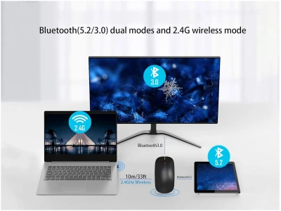 Wireless Bluetooth Mouse Rechargeable Laptop Mice with LED Use Portable(BT5.2 and USB 2.4G) Dual Mode Connection Silent Slim Computer Mouse for Laptop/iPad Tablet/Apple...