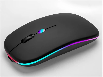 Wireless Bluetooth Mouse Rechargeable Laptop Mice with LED Use Portable(BT5.2 and USB 2.4G) Dual Mode Connection Silent Slim Computer Mouse for Laptop/iPad Tablet/Apple...
