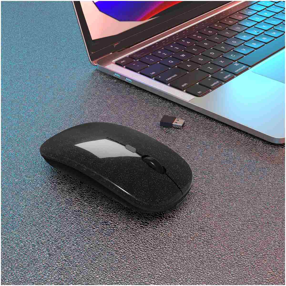 Wireless Bluetooth Mouse Rechargeable Laptop Mice with LED Use Portable(BT5.2 and USB 2.4G) Dual Mode Connection Silent Slim Computer Mouse for Laptop/iPad Tablet/Apple...
