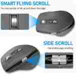 Wireless Bluetooth Side Scroll Mouse with Multi-Device, Ergonomic Computer Mice with Smart Flying Scroll, Quiet Click for Computer, Laptop, iPad, Tablet, MacBook