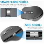 Wireless Bluetooth Side Scroll Mouse with Multi-Device, Ergonomic Computer Mice with Smart Flying Scroll, Quiet Click for Computer, Laptop, iPad, Tablet, MacBook