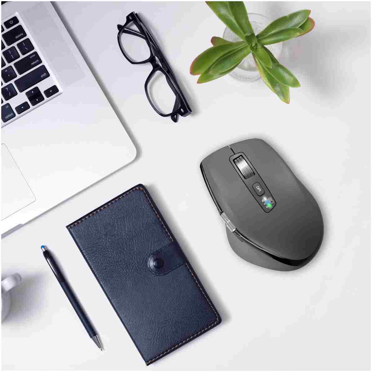 Wireless Bluetooth Side Scroll Mouse with Multi-Device, Ergonomic Computer Mice with Smart Flying Scroll, Quiet Click for Computer, Laptop, iPad, Tablet, MacBook