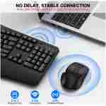 Wireless Keyboard and Mouse Combo, 2.4G Full Size Wave Keys Ergonomic Keyboard with Wrist Rest and 3-Level DPI Adjustable Wireless Ergonomic Mouse for Windows, Mac OS...