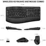 Wireless Keyboard and Mouse Combo, 2.4G Full Size Wave Keys Ergonomic Keyboard with Wrist Rest and 3-Level DPI Adjustable Wireless Ergonomic Mouse for Windows, Mac OS...