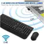 Wireless Keyboard and Mouse Combo, EDJO 2.4G Full-Sized Ergonomic Computer Keyboard with Wrist Rest and 3 Level DPI Adjustable Wireless Mouse for Windows, Mac OS Desktop/Laptop/PC