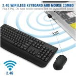 Wireless Keyboard and Mouse Combo, EDJO 2.4G Full-Sized Ergonomic Computer Keyboard with Wrist Rest and 3 Level DPI Adjustable Wireless Mouse for Windows, Mac OS Desktop/Laptop/PC