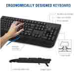 Wireless Keyboard and Mouse Combo, EDJO 2.4G Full-Sized Ergonomic Computer Keyboard with Wrist Rest and 3 Level DPI Adjustable Wireless Mouse for Windows, Mac OS Desktop/Laptop/PC