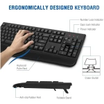 Wireless Keyboard and Mouse Combo, EDJO 2.4G Full-Sized Ergonomic Computer Keyboard with Wrist Rest and 3 Level DPI Adjustable Wireless Mouse for Windows, Mac OS Desktop/Laptop/PC